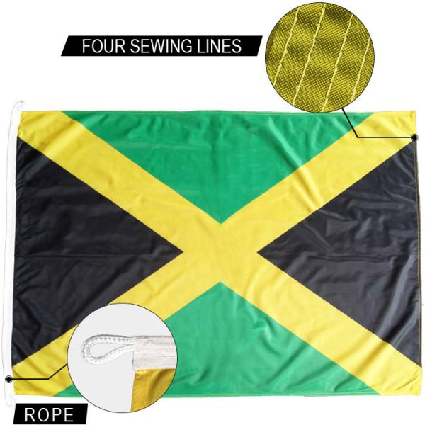 Jamaica National Flag 3x5' Knitted Polyester Rope And Loops Customized Indoor Outdoor