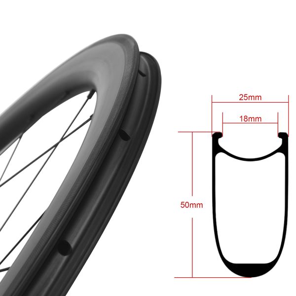 Carbon 700C Fixed Gear Wheelset 50mm Vacuum Rim Road Bike Wheelset