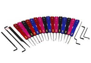 カラフルなロックピックセット 22 in 1 アルミ合金酸化 オートロックピックキット 鍵匠のツール