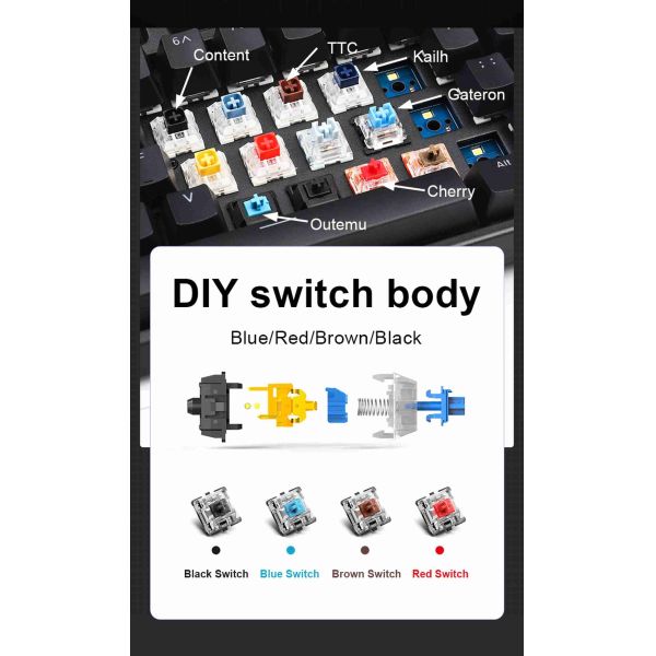 60% Membrane Mechanical Keyboard 61 Keys Mini ABS Case RGB Hot Swap