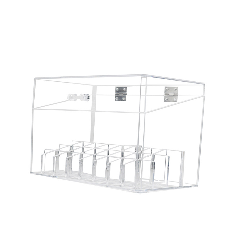 Clear Acrylic Makeup Storage Case with Flip Lid Multifunctional Desktop