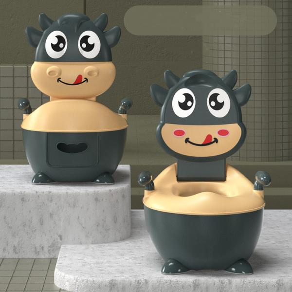 Cow Shape Customized Logo Dark Green Red Potty Training Toilet