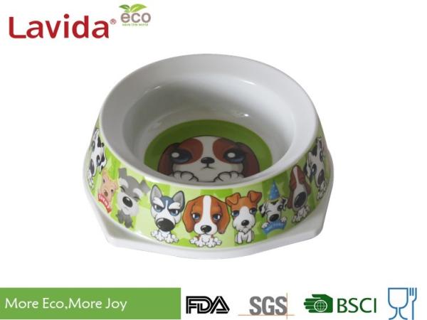Large Shine Finish Cute Pet Bowls Food Grade Melamine Material Dishwasher Safe