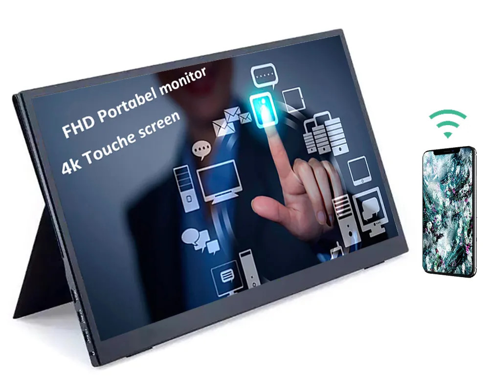 Fhd Ips LCD внешний экран ноутбука портативный Hd-Mi беспроводной Wifi 15,6 дюйма поддержка USB типа C