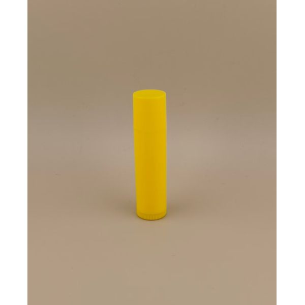 Lápiz labial de plástico Envases de bálsamo labial amarillo liso pequeño con tapa rosa
