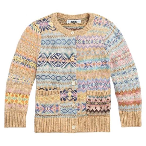 2023 new style ODM OEM 100% orginic Cotton Fashion button Chunky knit baby sweater Baby cardigan sweater