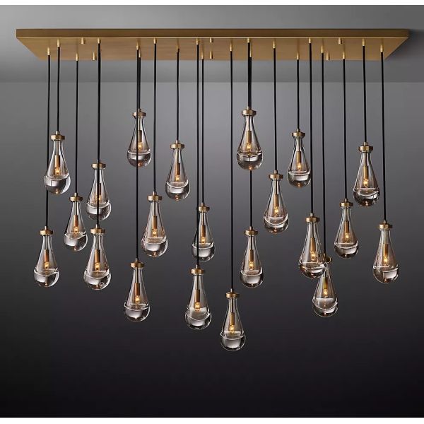 Modern Modern Brass Raindrop Rain Round Chandelier
