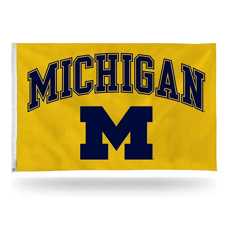 Hanging Style Michigan Wolverines Flag Polyester 3x5ft Custom Size