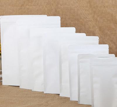 Saco aluminizado do zíper do saco de papel k branco de Kraft autossuficiente
