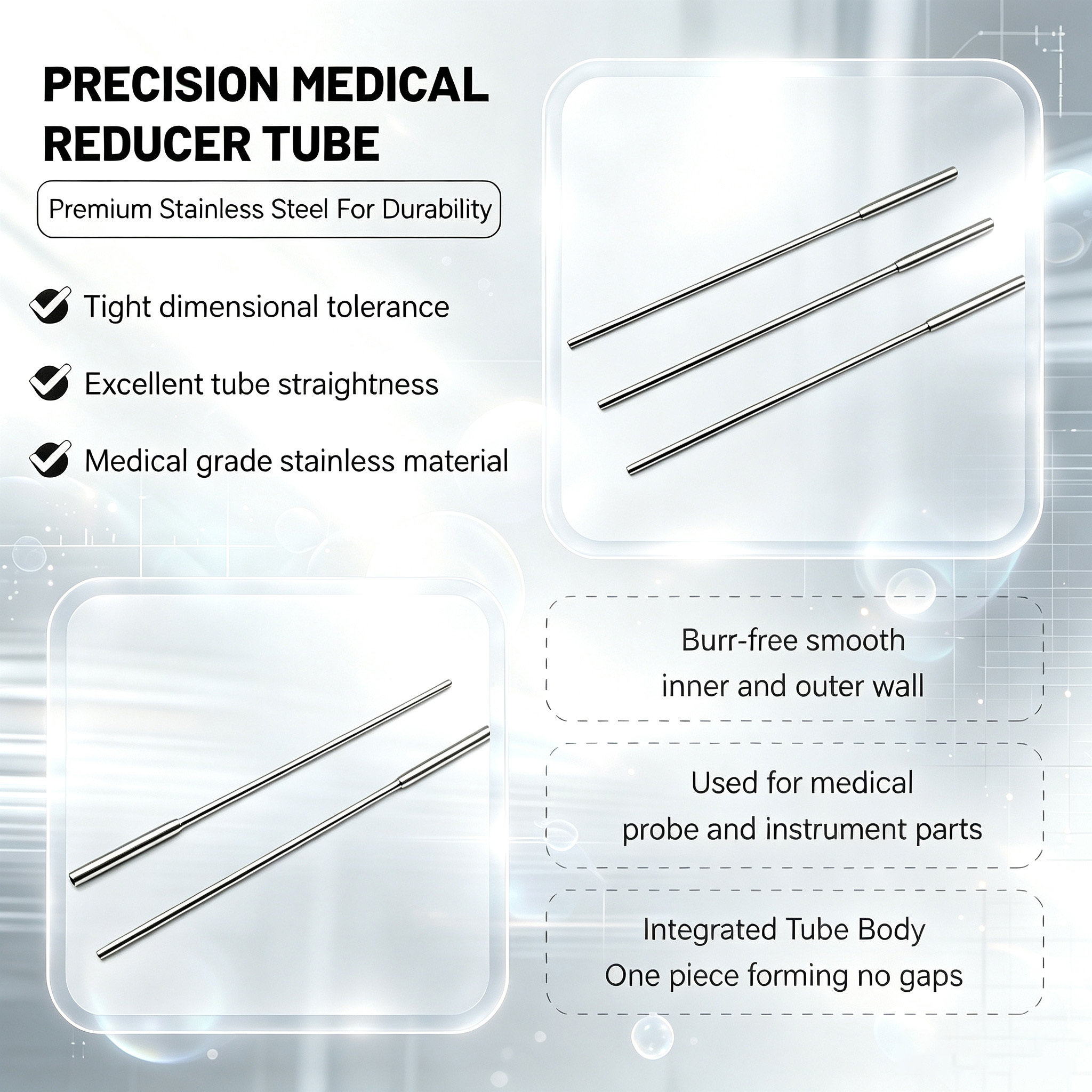 Customized Stainless Steel Reducing Tube of Medical Grade 304/316L Material