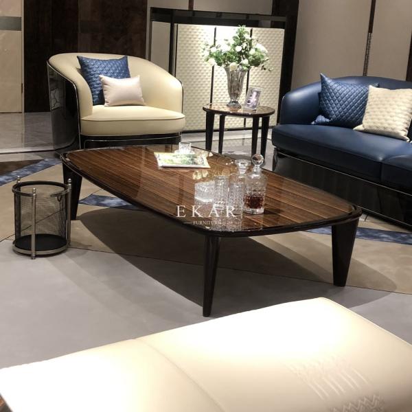 Italian High Gloss Veneer Rectangle Shaped Modern Coffee Table