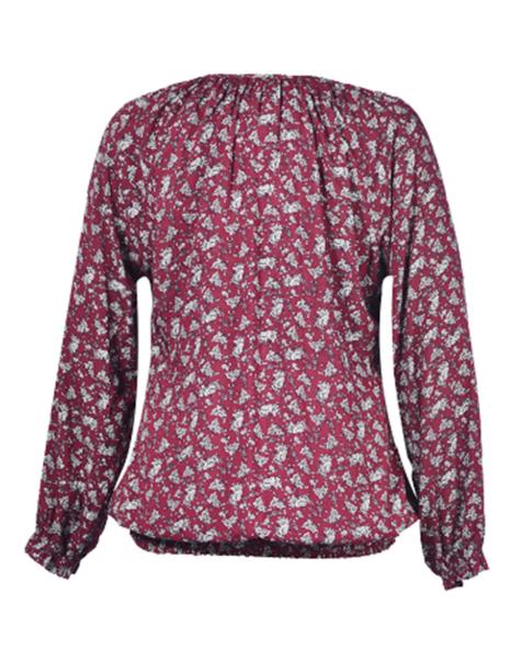 Polyester Womens Fashion Blouses Full Sleeve Length With Elastic Hem Daily Wear Tops