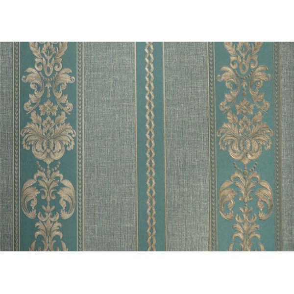 Economical Concise European Style Wallpaper , Striped Damask Embossed Wall Covering