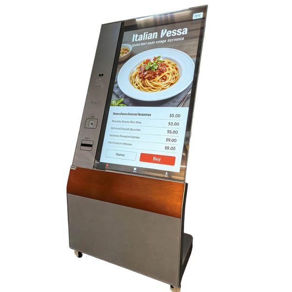 55 Inch Transparent OLED Interactive Kiosk with Touch Function and 45% Light Transmittance for Smart Commercial Engagement