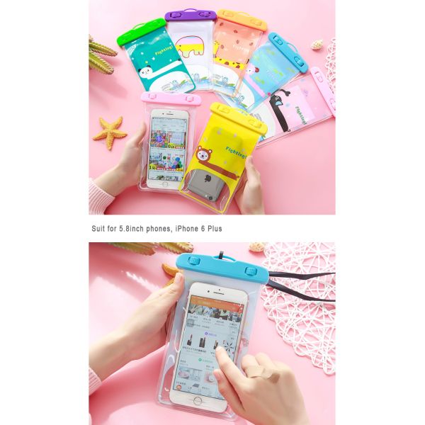 Colorful PVC Waterproof Phone Case , Animal Pattern Waterproof Mobile Phone Pouch