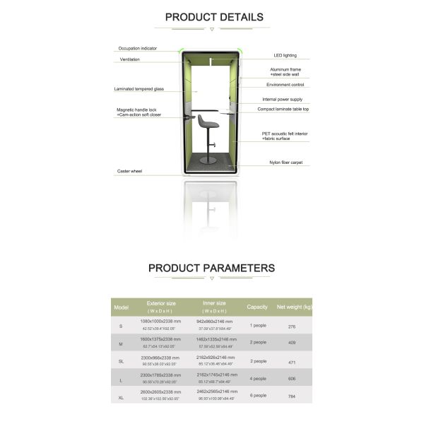 Outdoor Office Pods Office Acoustic Pods With Ventilation System Office Phone Pods