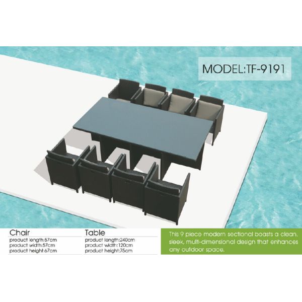 Outdoor furniture wicker dinning table--9191