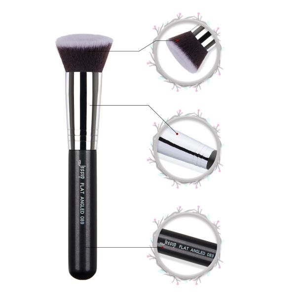 Flat Angled 16.1cm Individual Makeup Brushes Premium Synthetic Hair
