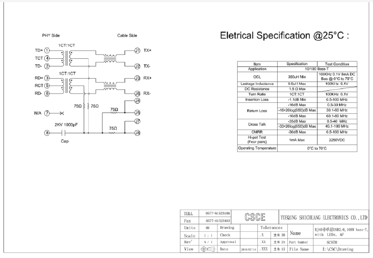 Power Over Magnetic Ethernet Connector POE PLUS 1 X 1 Contact Material Copper Alloy