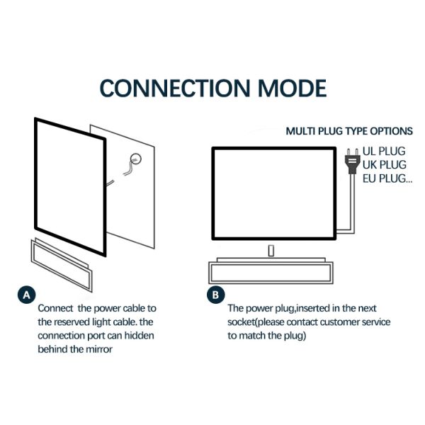 Decoration Backlit Smart Mirror Antifog Bathroom Mirror Wall Mounted With LED Light