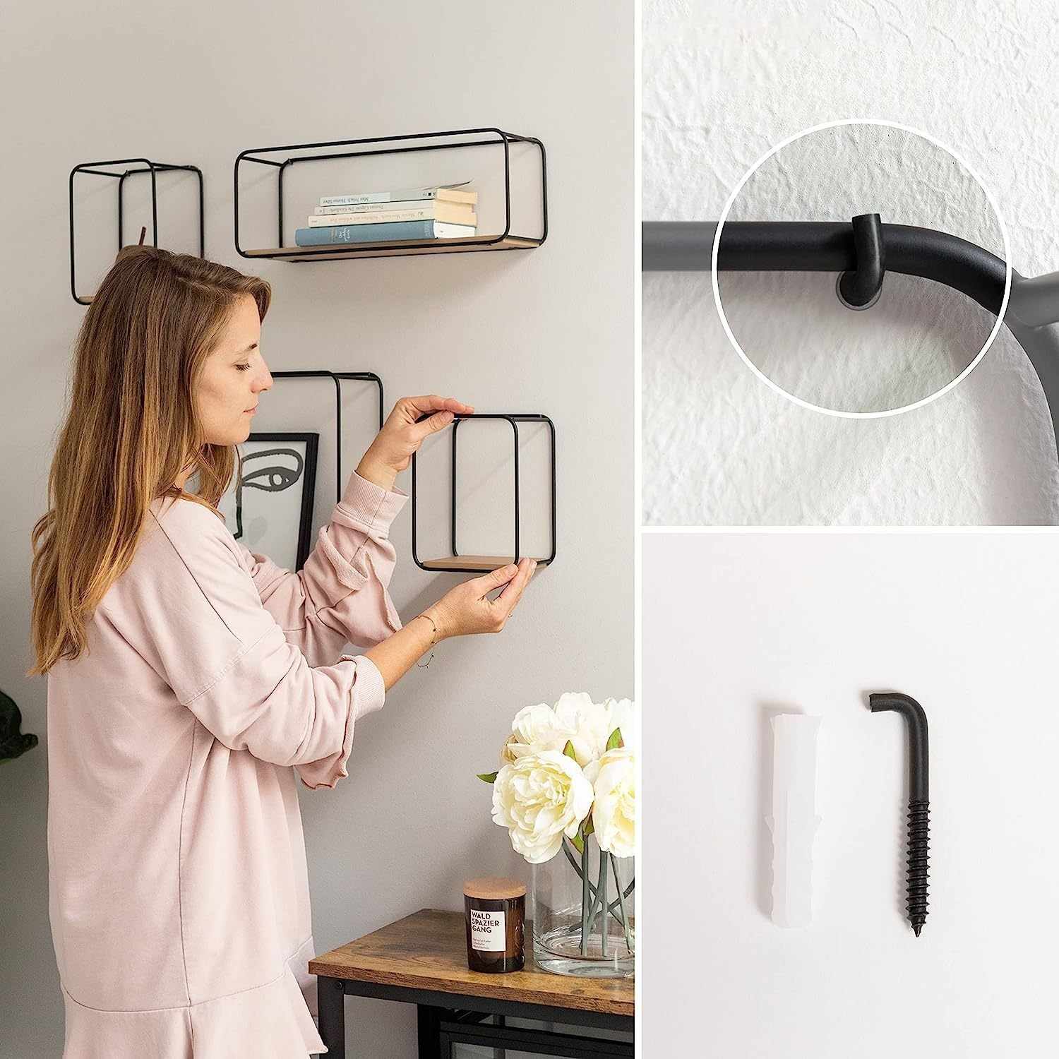 Modern Wall-Mounted Iron Storage Shelves Foldable Bookcases for Living Room Bathroom Kitchen Dining Made of Steel