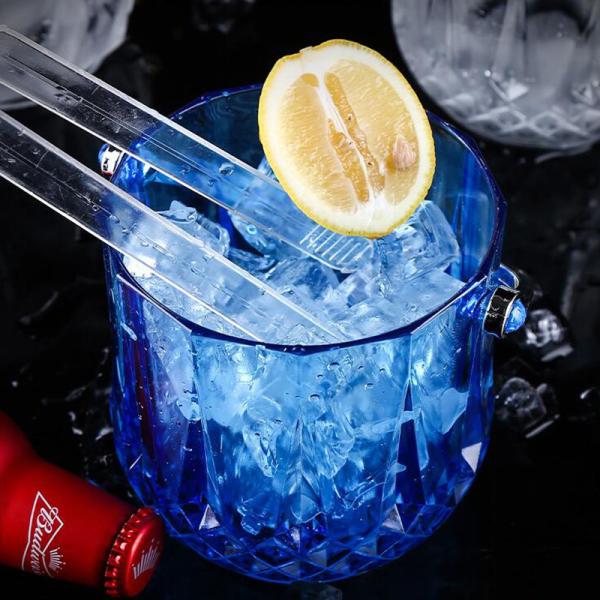 Household Acrylic Champagne Ice Bucket Bar Transparent Diamond Shape Silver Handle