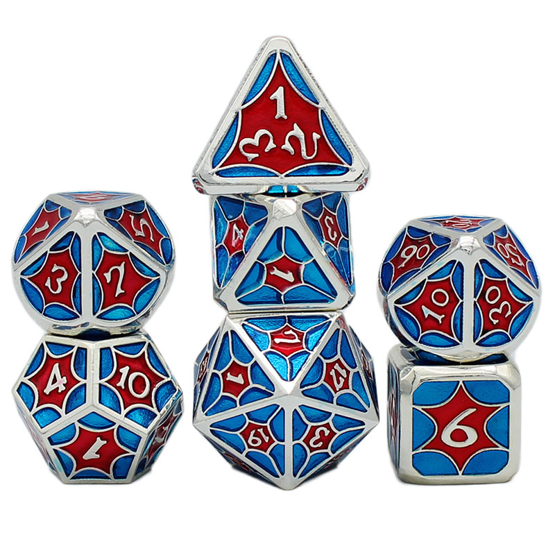 Zinc Alloy Metal Dice Set with Custom Logo and Sharp Edge for DND RPG Games