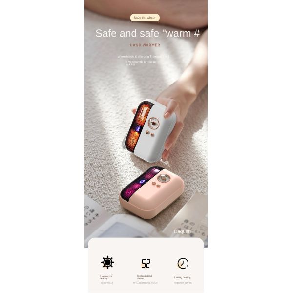 OEM USB Rechargeable Hand Warmer 2 In 1 Self Heating For Household Use