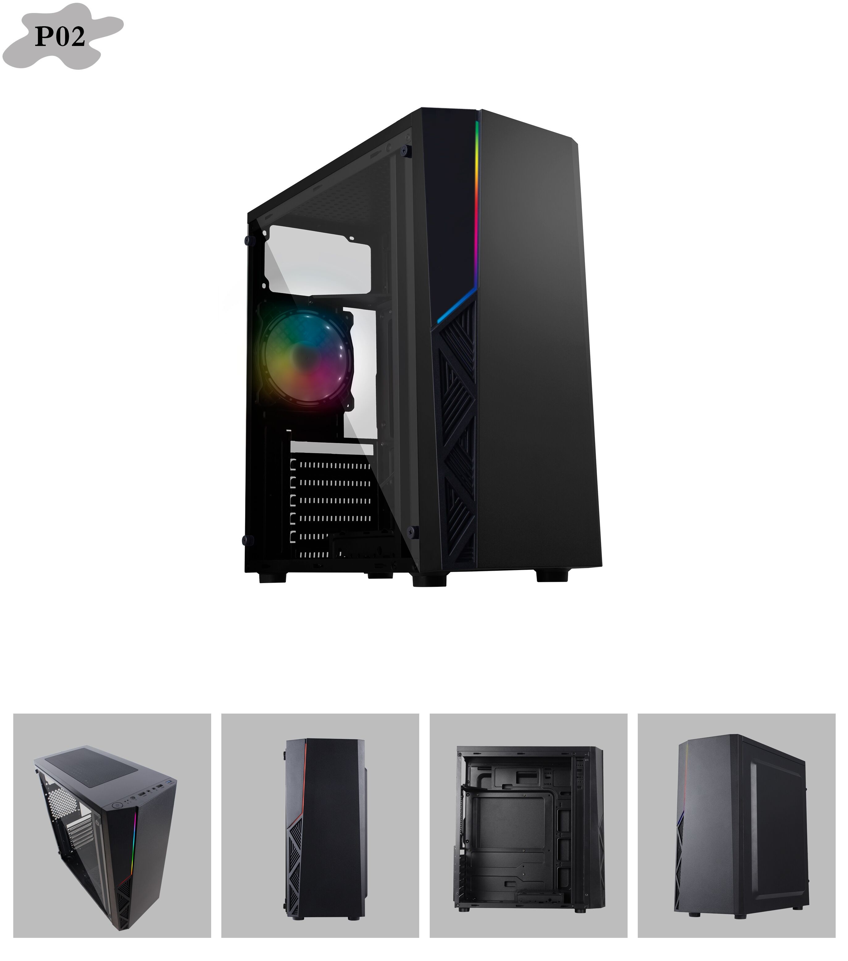 Микро- шкаф RGB компьютера C.P.U. ATX освещает 12CM с полностью акриловой панелью