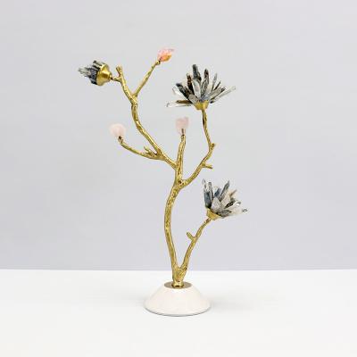 Home Decoration Brass Tabletop 480mm Decor Copper Flower