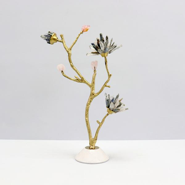 Home Decoration Brass Tabletop 480mm Decor Copper Flower