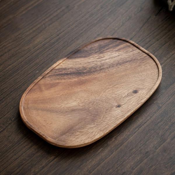 Oval Walnut Wood Jewelry Display Tray Natural Luxurious Grain Fine Sanding Finish Eco-Friendly