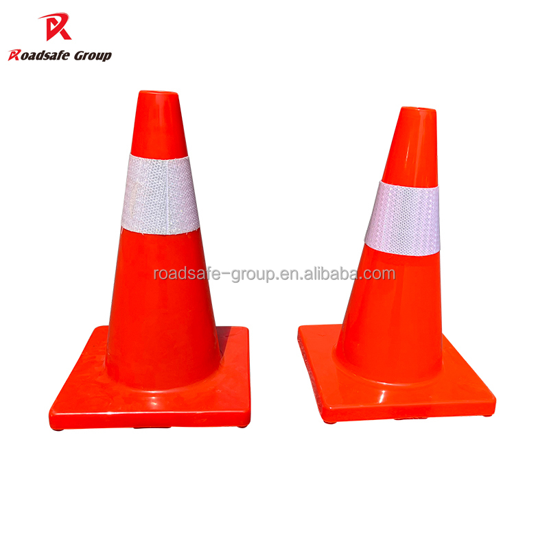 100% 45cm 1.05kgs Virgin PVC Traffic Cone for Traffic Management Flexible Orange Green and High Visibility