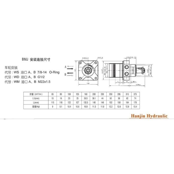 Turf Equipment Light Duty Gerotor Motor, Wheel Motor 375 Ml/R SAE 6B