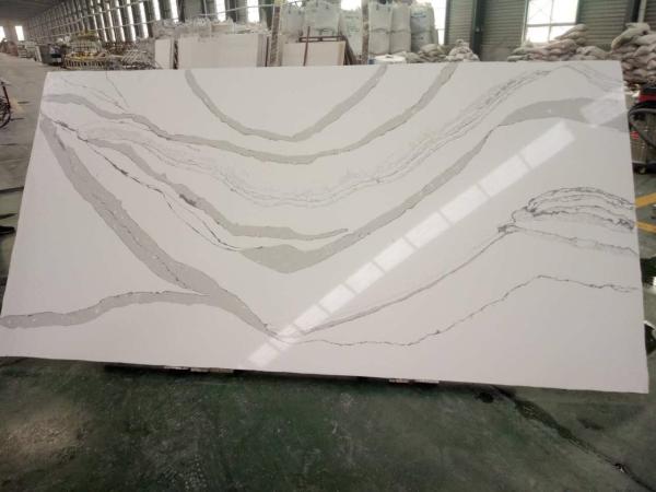 Shock Resistant Calacatta Classic Quartz / Prefab Caesarstone Calacatta Nuvo Slab