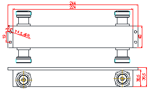 2in 2out 350-520MHz RF Antenna Hybrid Coupler Din Female 50 Ohm IP65 -40~+80℃