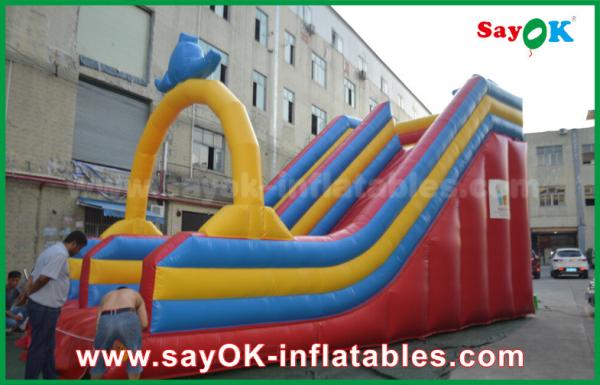 Bouncy Castle With Slide Customized 0.55 PVC Tarpaulin Inflatable Bouncer Slide For Water Fun / Water Park