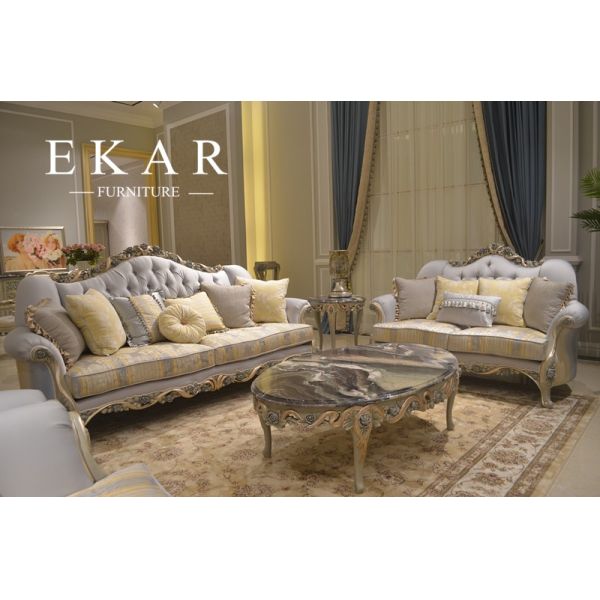 Italian Style Classic Carved Wood Marble Coffee Center Table Living Room Furniture For Sale