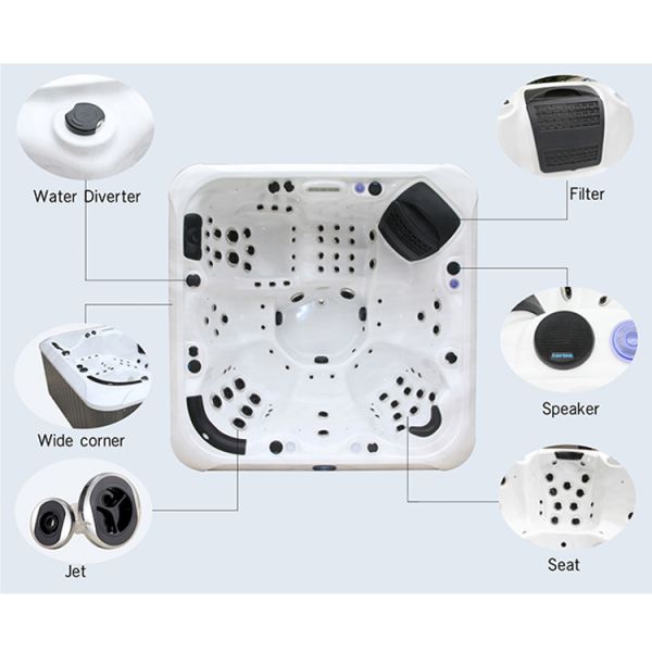 На открытом воздухе акриловое гидромассажное джакузи спа ванны для человека 6