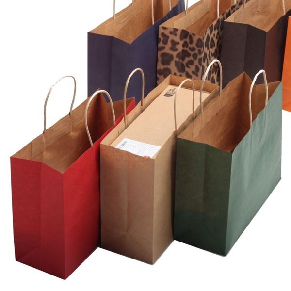 Emboss Branded Paper Bags Shopping Drawstring Clothing Tote Paper Carry Bag