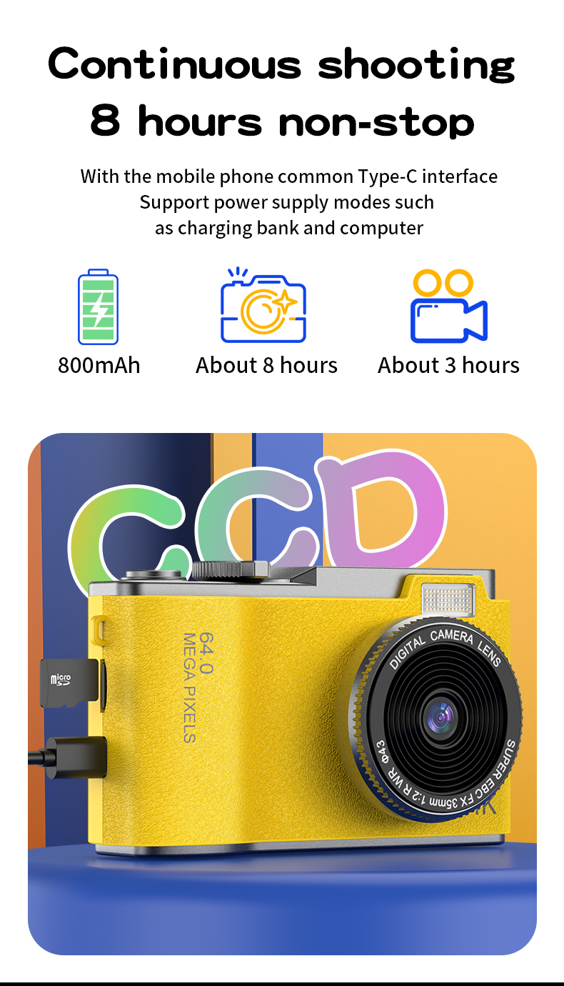 DLC 4K Ultra HD Flip Screen CCD Camera with 7.1x-16x Optical Zoom & 2.4