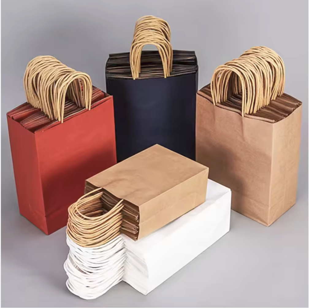 Cosmetics shopping tote bag twisted handle mechanical manufacturing paper bag