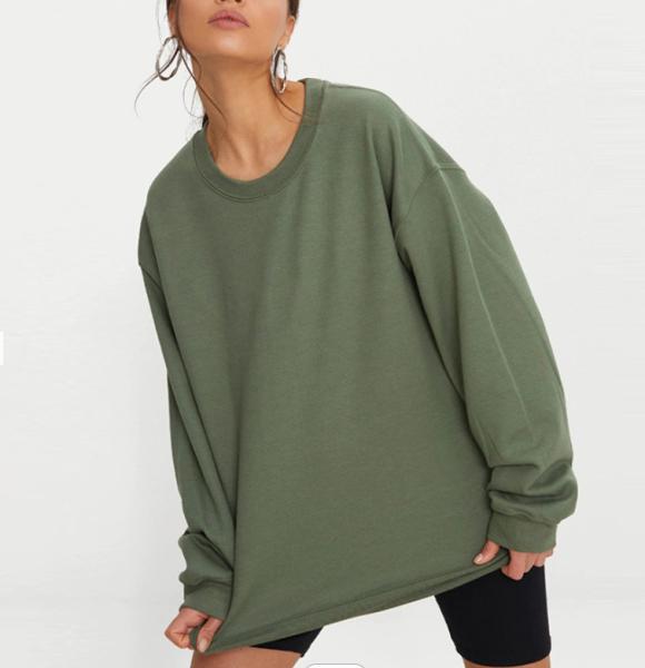 Das camisetas lisas do algodão de 100% camiseta ocasional de Autumn Plain Crew Neck Pullover