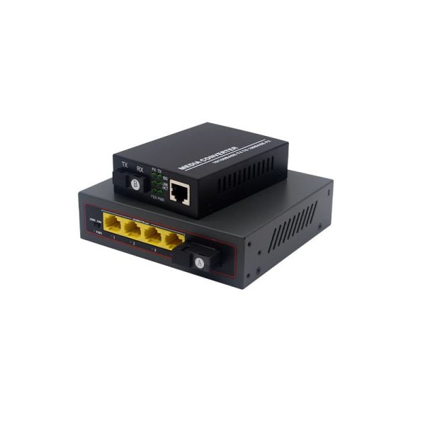 Unmanaged POE Fiber Media Converter 1 SC 100M 4 Port AF POE Ethernet Transceiver