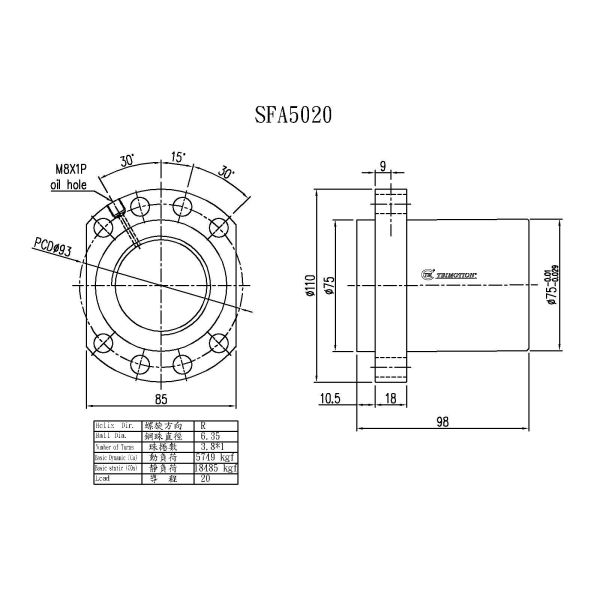 SFA5020 Heavy Duty Tbi Lead Screw Industrial With Thermal Stable Design