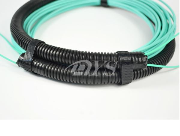 Fiber Optical OM3 MPO/MTP Patch Cord Round Fiber Cable With Pulling Eye / Socket