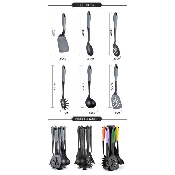 Best Kitchen Utensil Set 7PCS Sustainable Nylon and Customized Cocina Utensilios