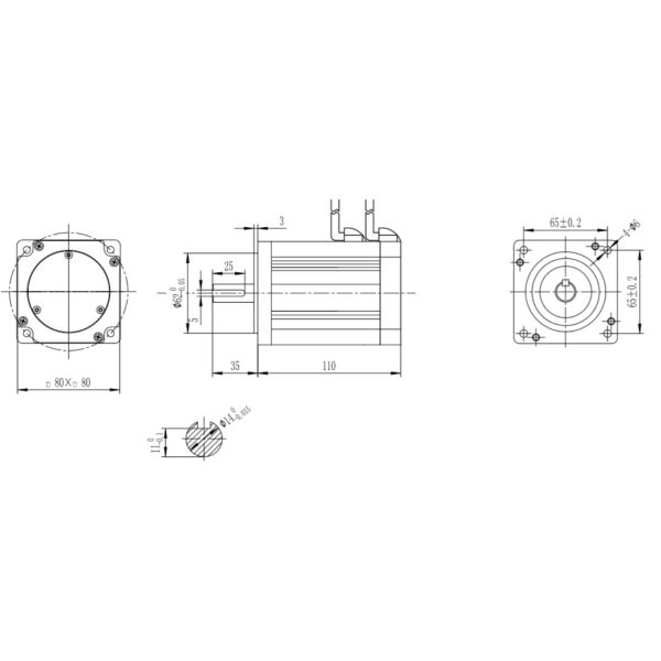 80mm Ball Bearing Brushless DC Electric Motor 48V 220W YLP 80BL-154-3