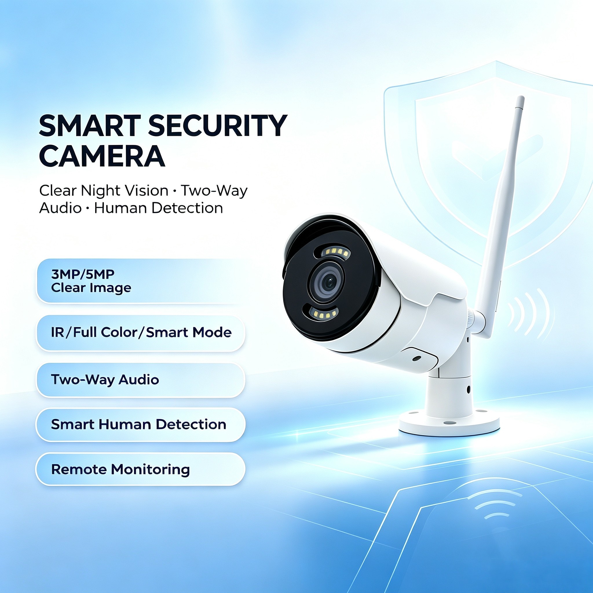 5MP Outdoor WiFi Security Camera, Eseecloud APP Remote Viewing, IP66 Weatherproof, Smart Motion Detection, Built-in Siren & Microphone, Dual Mode Night Vision Home Surveillance Camera