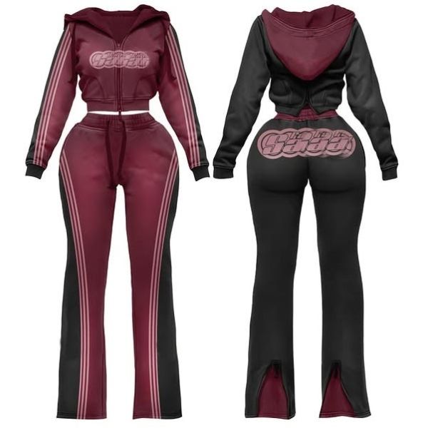 Custom Logo Women Clothing 2026 Sweatsuits Y2k Autumn Zipper Hoodie Flared Pants Jogger Tracksuit Slim Two Piece Loungewear Set